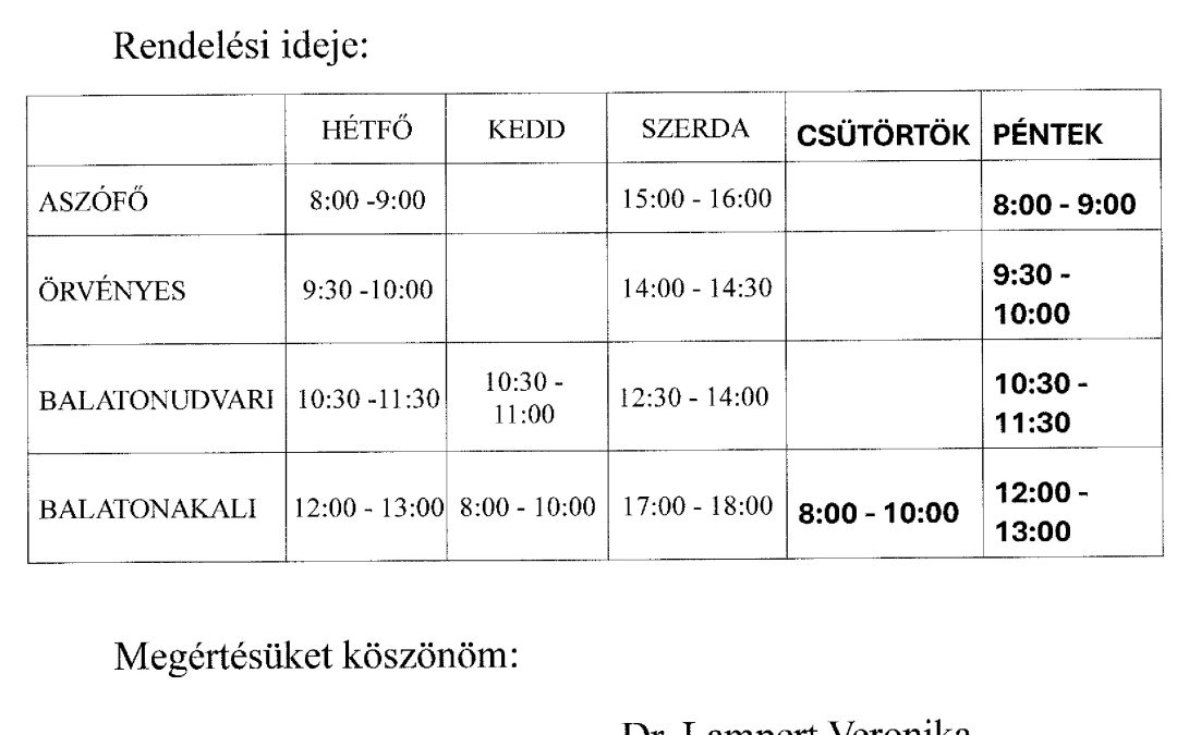Orvosi rendelés szünetel 11.21. és 11. 22 napokon